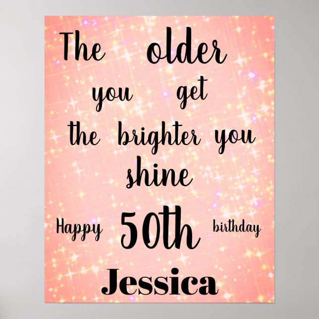 Affiche Joli rose étincelant 50e anniversaire Nom (Devant)