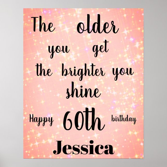 Affiche Joli rose étincelant 60e anniversaire Nom (Devant)
