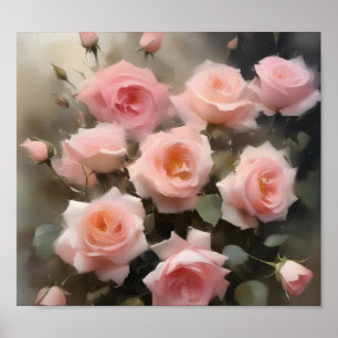 Affiche Joli rose roses aquarelle peinture