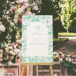Affiche Joli Safari Toile de Jouy Baby Shower Menthe