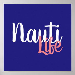 Affiche joli SCRIPT NAUTI LIFE lettrage