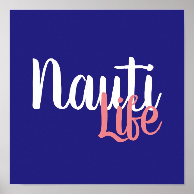 Affiche joli SCRIPT NAUTI LIFE lettrage | (Devant)