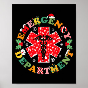 Affiche Joli Service des Urgences Noël Infirmière Santa