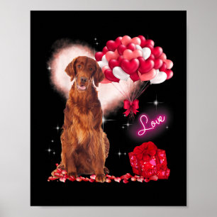 Affiche Joli Setter irlandais Balloon Heart Valentines Day