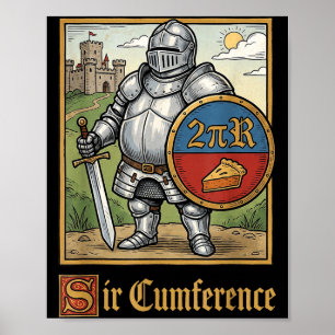 Affiche Joli Sir Cumference Chevalier Médiéval Drôle