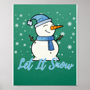Affiche Joli Snowman Laisser neiger Noël Vacances
