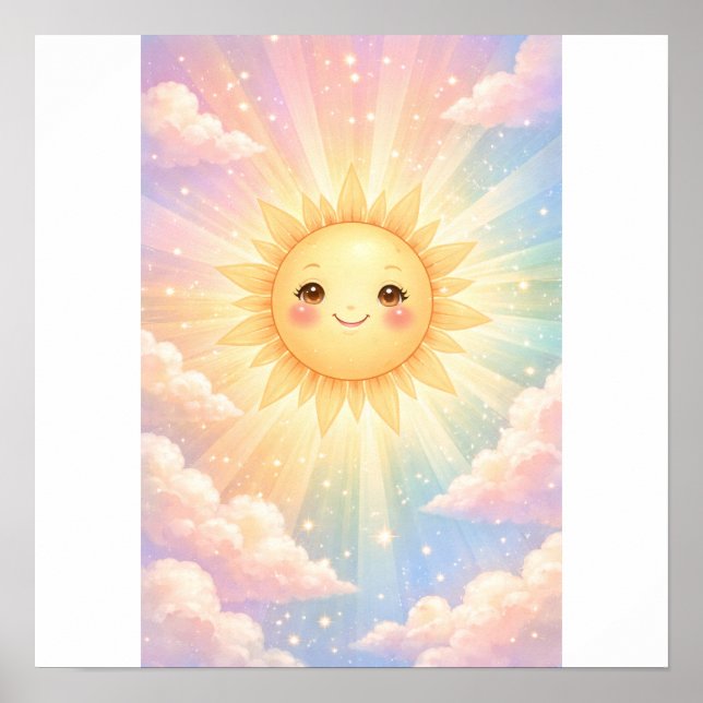 Affiche Joli Soleil Heureux Pastel  (Devant)