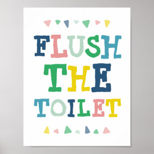 Affiche Joli Toilettes Colorées Chasse d'Eau Amusant Enfan