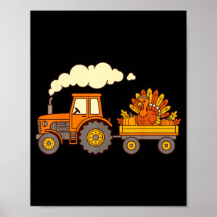 Affiche Joli tracteur de dinde de Thanksgiving récolte d'a