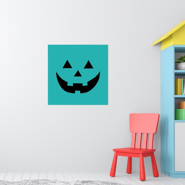 Affiche Joli turquoise Jack-o'-lantern citrouille plaisir  (Pépinière 1)