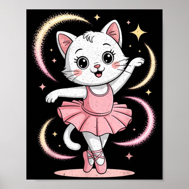 Affiche Joli tutu de chat de ballet de danse de ballet (Devant)