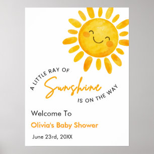 Affiche Joli Un Petit Rayon de Soleil Baby Shower Bienvenu