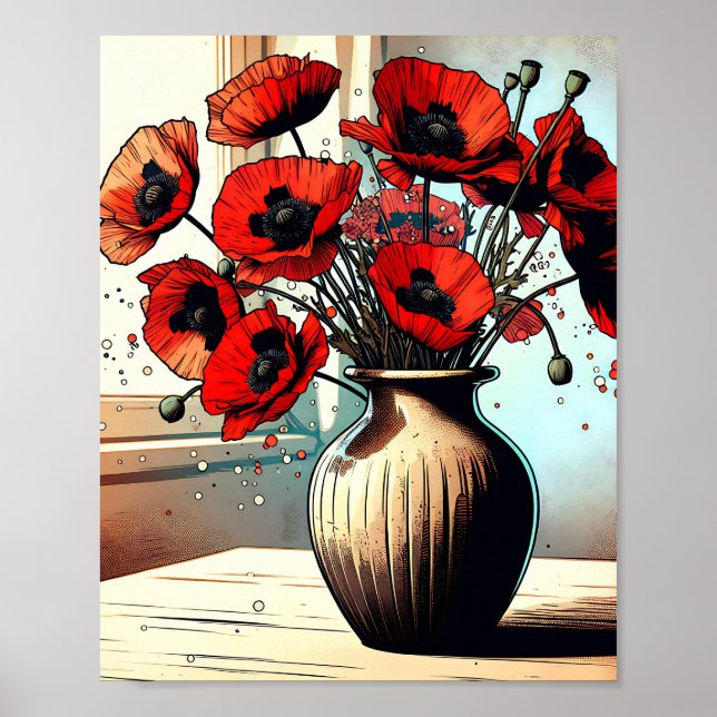 Affiche Joli Vase de Red Poppies (Devant)
