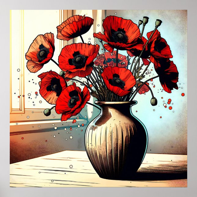 Affiche Joli Vase de Red Poppies (Devant)