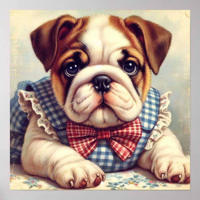 Affiche Joli Vintage anglais Bulldog Art (Devant)