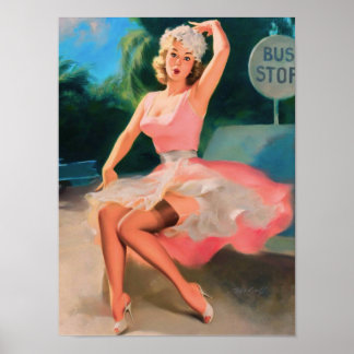 Affiche Joli ! Vintage fille épingle
