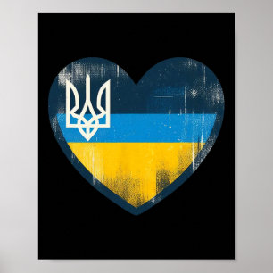 Affiche Joli vintage ukrainien bynner éventail drapeau ukr