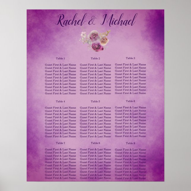 Affiche Joli violet Floral Mariage de charme (Devant)