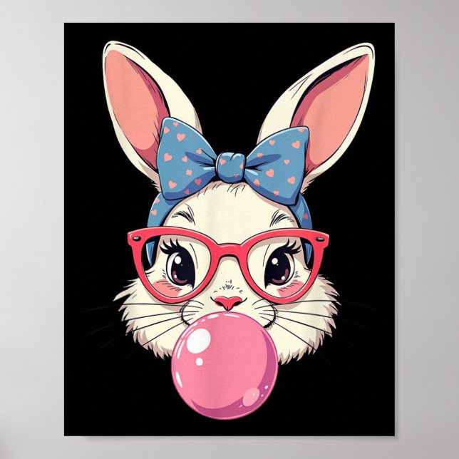 Affiche Joli Visage De Lapin De Pâques Avec Des Gles De Co (Devant)