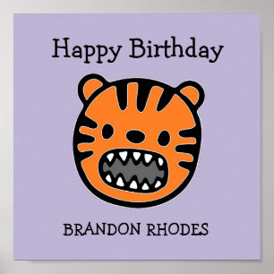 Affiche Joli visage de tigre brun violet