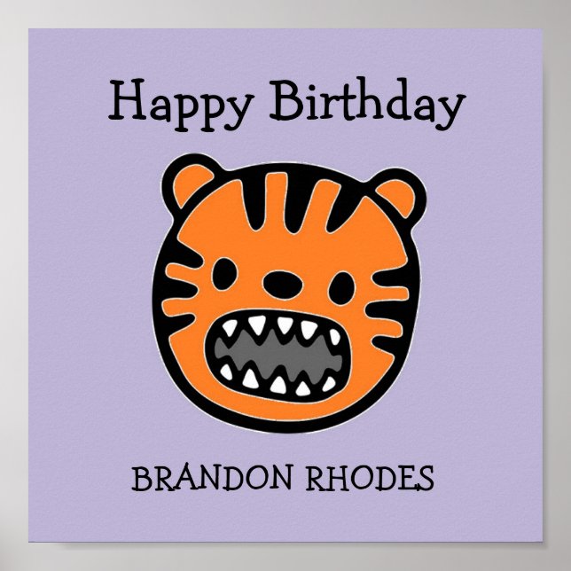 Affiche Joli visage de tigre brun violet (Devant)