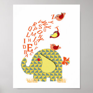 Affiche Jolie Alphabet Elephant Baby Nursery Imprimer