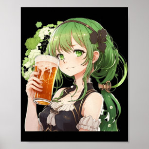 Affiche Jolie Anime Girl Luckier St Patrick's Day Kawaii L