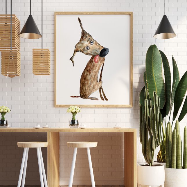 Affiche Jolie aquarelle chien lustration décorative (Créateur téléchargé)