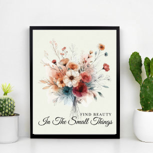 Affiche Jolie aquarelle Floral Inspiration Citation