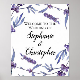 Affiche Jolie Aquarelle Lilac Mariage élégant Bienvenue
