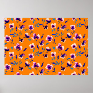 Affiche Jolie aquarelle pivoine violet fleurs et