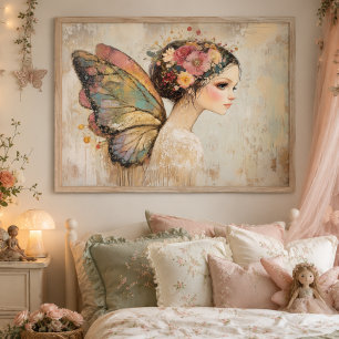 Affiche Jolie Art au Pastel à l'Aquarelle de Papillon Bohè