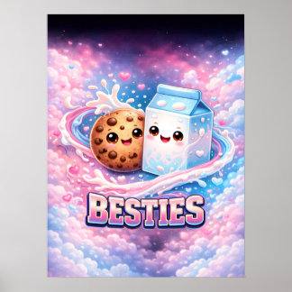 Affiche Jolie art de lait et de biscuits