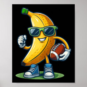Affiche Jolie Banane Jouant au Football Amateur de Fruits