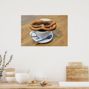 Affiche Jolie Bretzel avec café