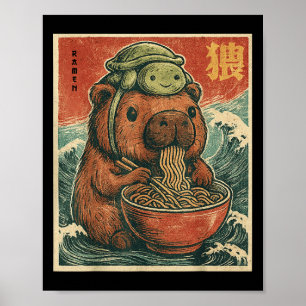Affiche Jolie Capybara Et Turtle Sac À Dos Ramen Kawaii Ca