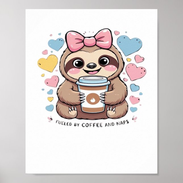Affiche Jolie chemise de l'amoureux de café Sloth - Drôle  (Devant)