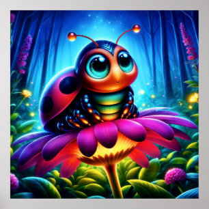 Affiche Jolie coccinelle aux grands yeux avec une lueur my