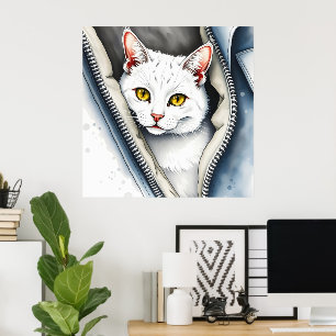 Affiche Jolie collection de chats d'aquarelle moderne