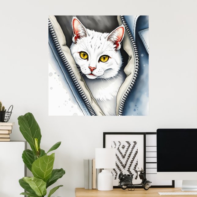 Affiche Jolie collection de chats d'aquarelle moderne (Bureau à domicile)
