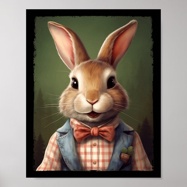 Affiche Jolie Cravate lapin lapin de Pâques  Rabbit Joyeux (Devant)