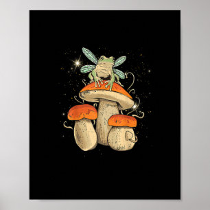 Affiche Jolie esthétique Cottagecore Champignon Grenouille