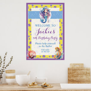 Affiche Jolie et colorée magicienne sirène 