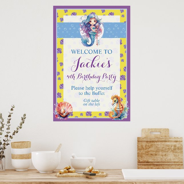 Affiche Jolie et colorée magicienne sirène  (Cuisine)