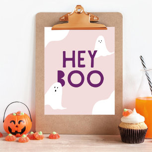 Affiche Jolie Fantôme Hey Boo Fête d'Halloween Enfants
