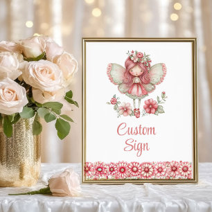 Affiche Jolie Fée Fille Rougeur Florale Anniversaire Sur M