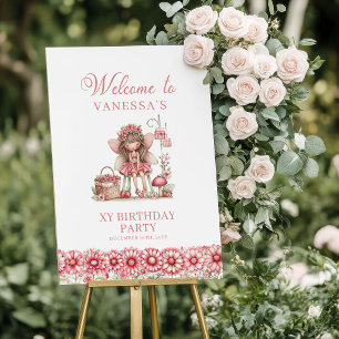 Affiche Jolie Fée Florale Rose Caprice Bienvenue pour un 5