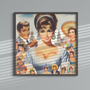 Affiche Jolie femme vintage