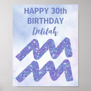 Affiche Jolie fête d'anniversaire personnalisée Violet Ver