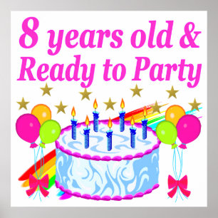 AFFICHE JOLIE FÊTE DU JOUR DE L'ANNIVERSAIRE 8